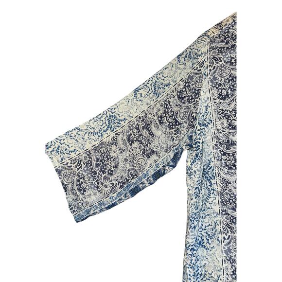 Boho Peasant Top Dressbarn Women's 1X Hippie Mixed Pattern 3/4 Sleeve Festival - Picture 2 of 6